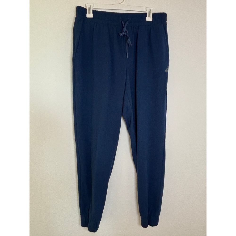 Asics Mens Navy Blue Athletic Joggers Training Pants Size Large